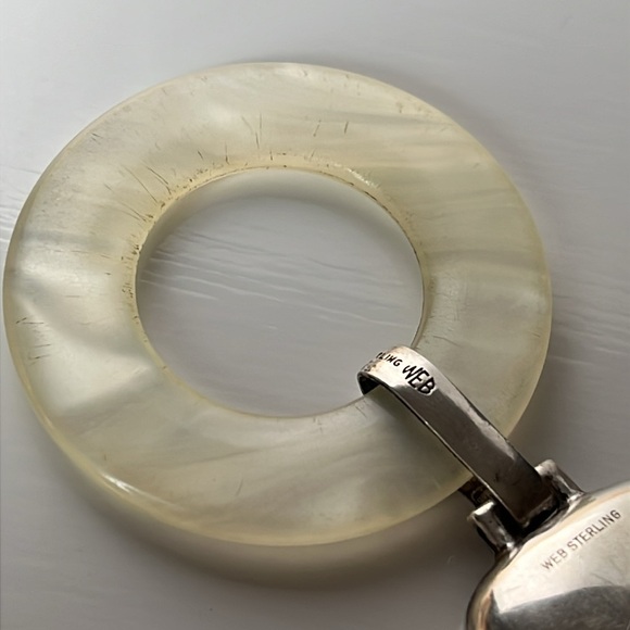 Antique Webster Sterling Silver Birth Record Baby Rattle Teething Ring - Picture 10 of 14